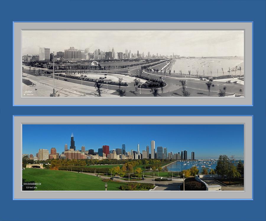 Historic Chicago Illinois Panoramic Reproduction Lakefront Photograph by Ken DePue