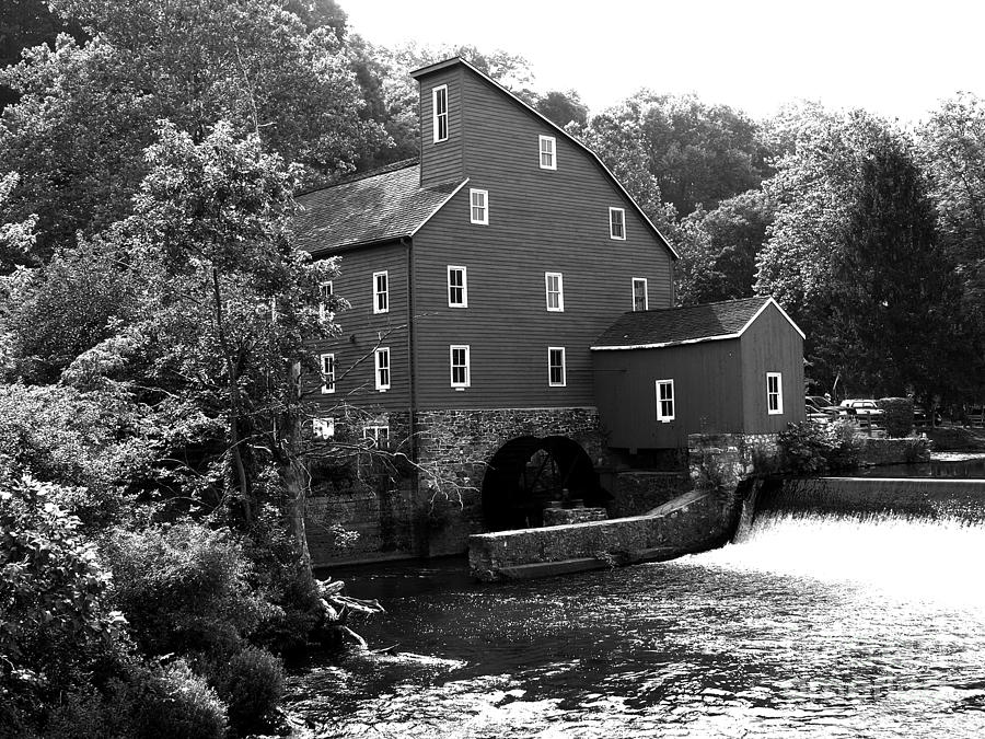 Historic Clinton Red Mill - Black/White Photograph by Jacqueline M Lewis