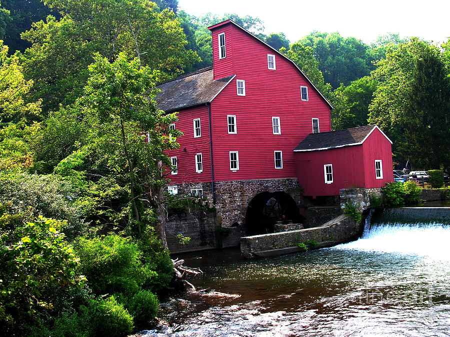 Historic Red Mill at Clinton New Jersey  Photograph by Jacqueline M Lewis