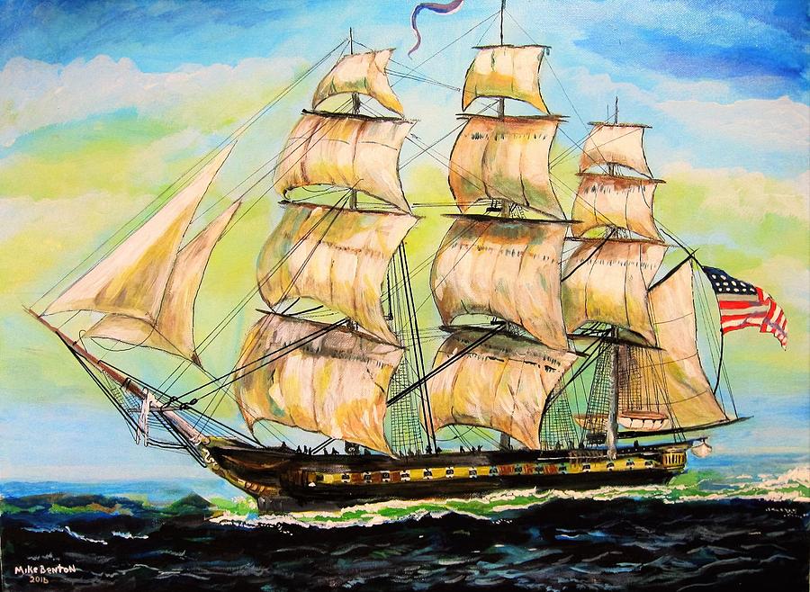 Historic Frigate United States Painting by Mike Benton