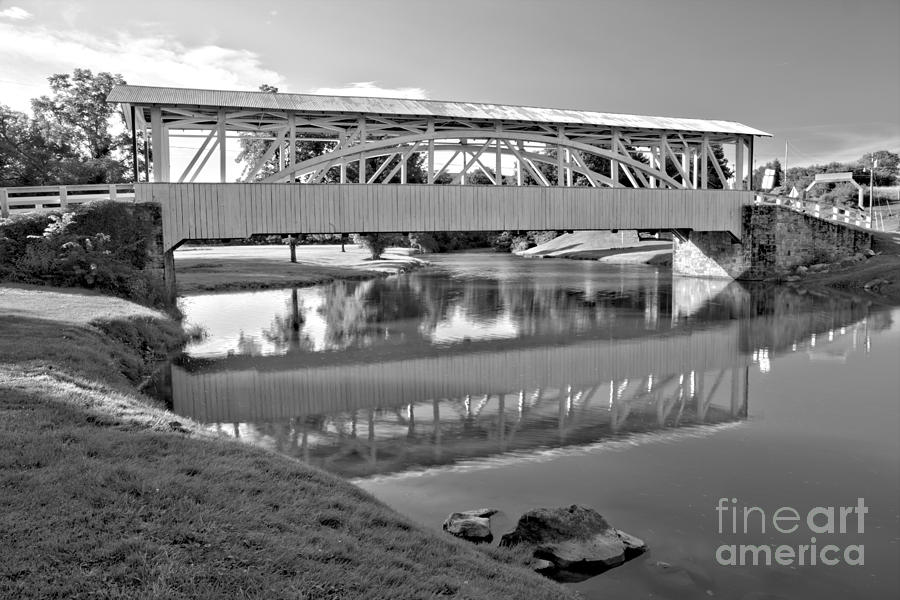 Historic Halls Mill Bridge Reflections Black And White Photograph by Adam Jewell