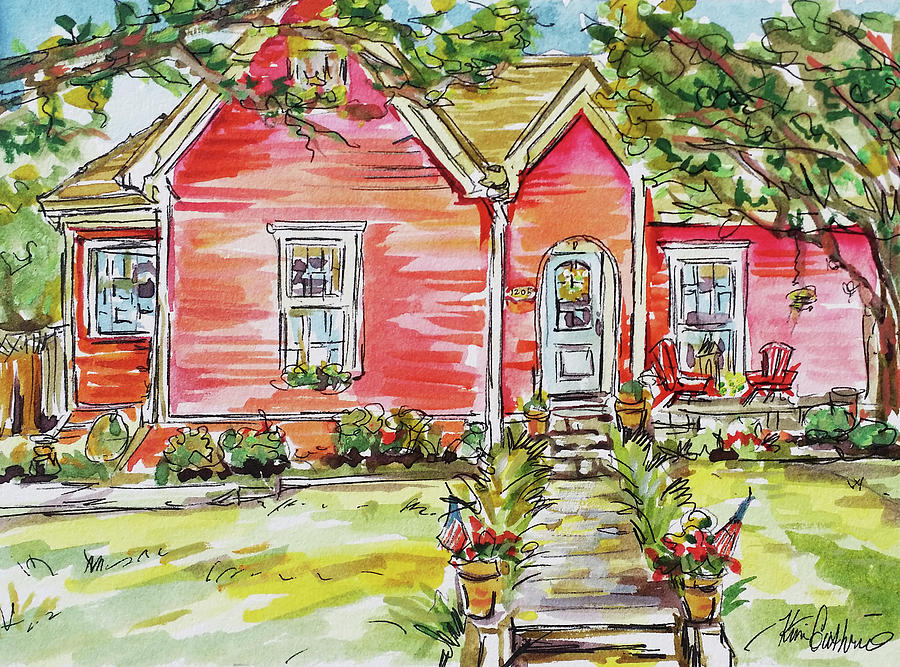 Historic Home Watercolor Painting Painting