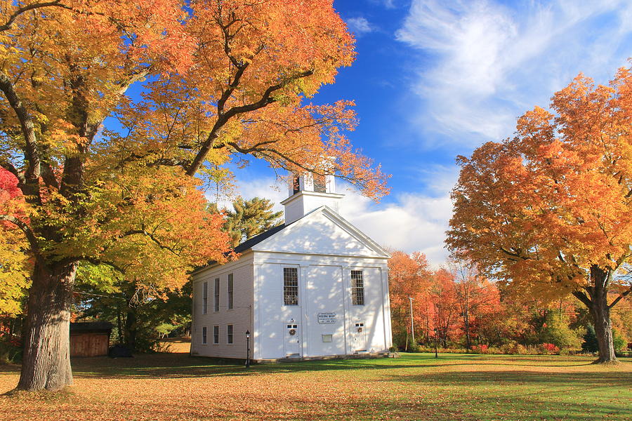 Historic New England Meetinghouse and Fall Foliage Ware Massachusetts Photograph by John Burk