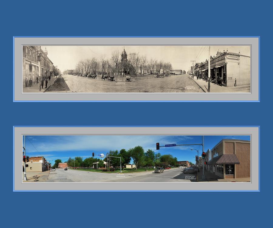 Historic Osceloa Iowa Panoramic Reproduction Photograph by Ken DePue