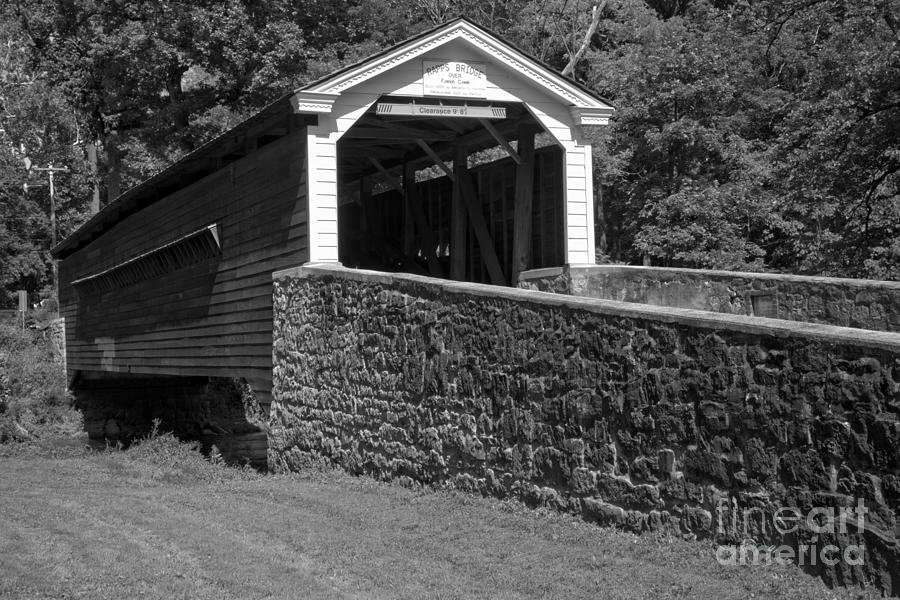 Historic Rapps Covered Bridge Black And White Photograph by Adam Jewell