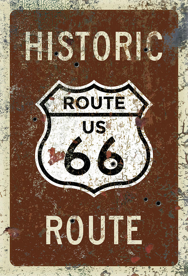 Historic Route 66 Highway Sign Painting by Christopher Arndt