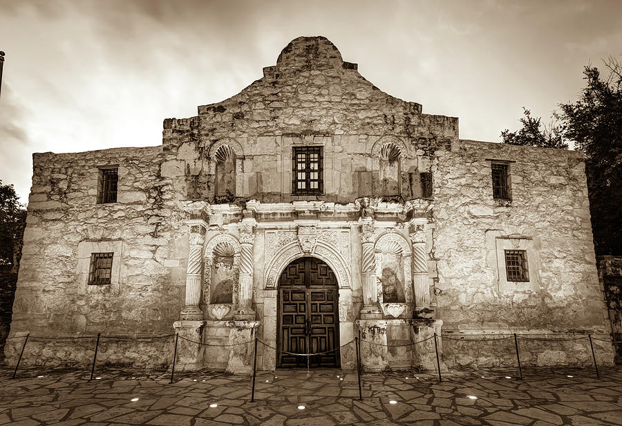 Historic San Antonio Alamo Mission - Sepia Edition Photograph by Gregory Ballos