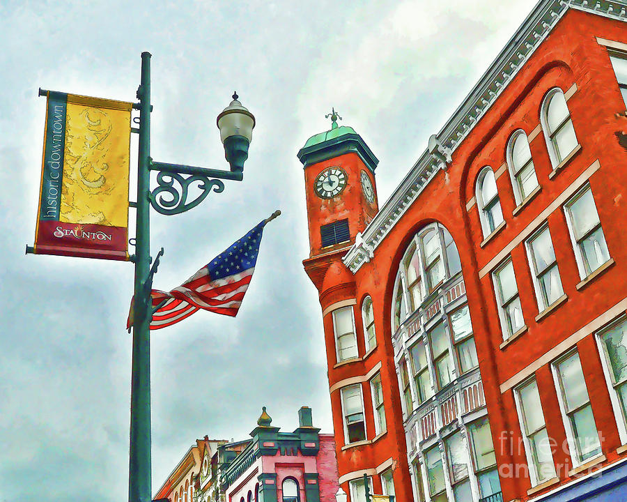 Historic Staunton Virginia - The Clocktower - Art of the Small Town Photograph by Kerri Farley