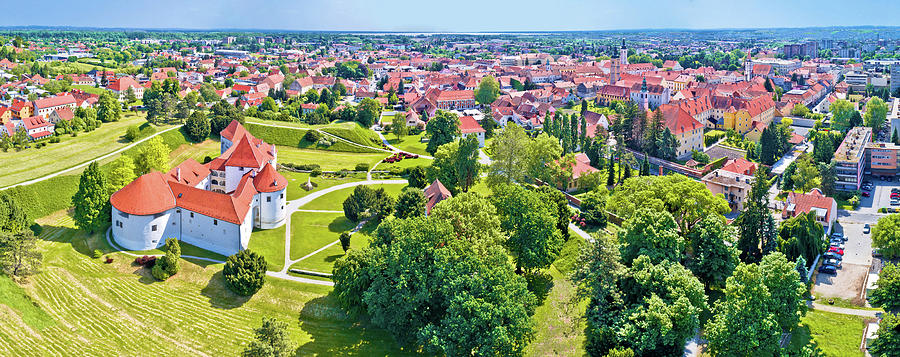Historic town of Varazdin aerial panoramic view Photograph by Brch Photography