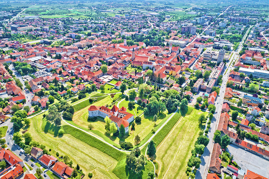 Historic town of Varazdin aerial view Photograph by Brch Photography