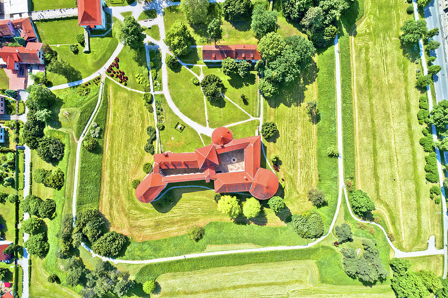 Historic town of Varazdin park and landmarks aerial view Photograph by Brch Photography