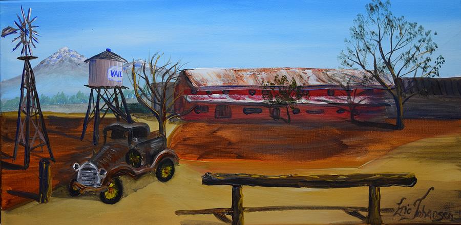 Historic Vail Ranch with Classic Car Painting by Eric Johansen