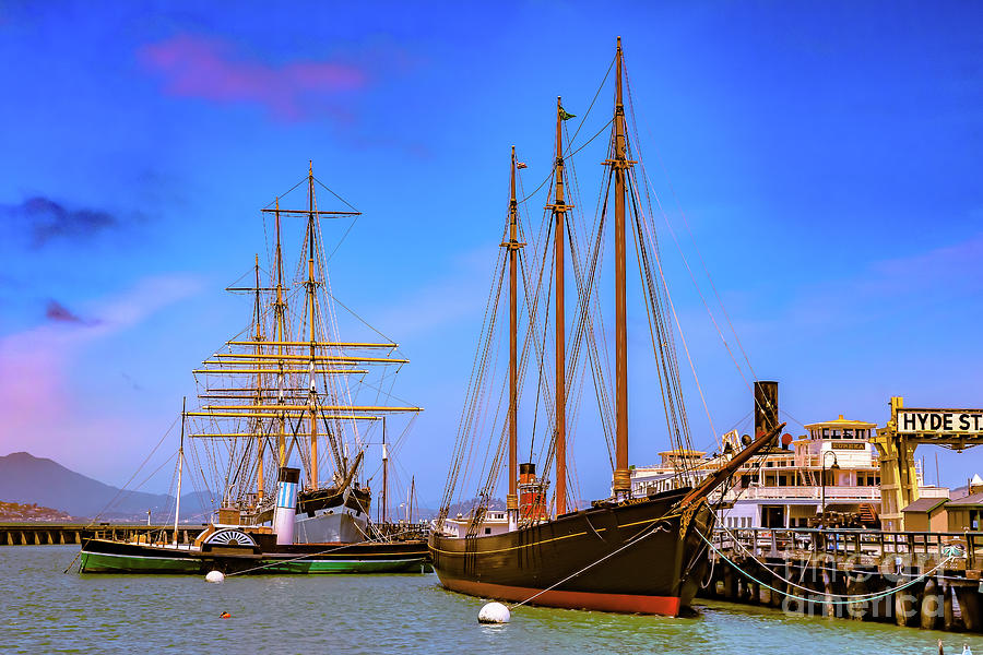 Historic vessels at Hyde Street Pier Photograph by Claudia M Photography
