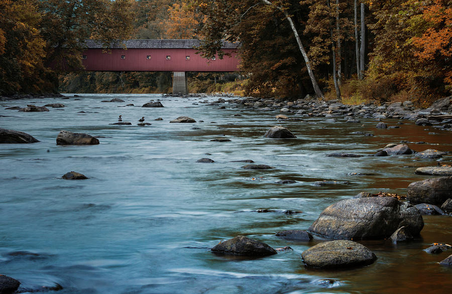 Historic West Cornwall Covered Bridge- Indian Summer Photograph