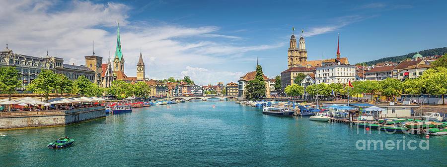 Zurich Skyline Panorama Photograph by JR Photography