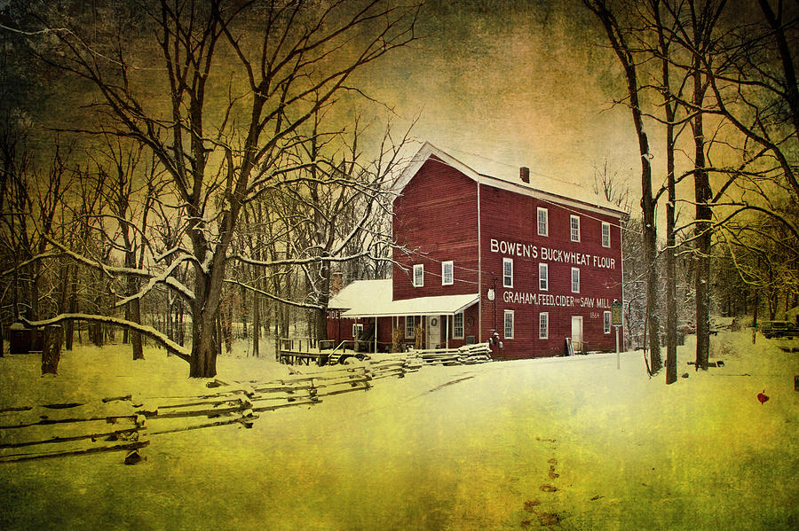 Historical Bowens Cider Mill during Winter Photograph by Randall Nyhof