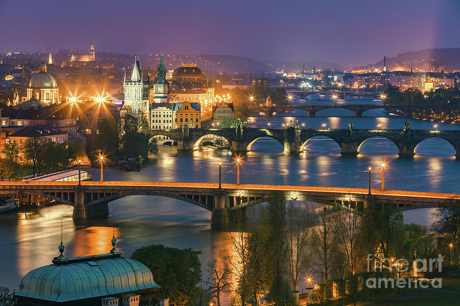 Historical Prague after sunset Photograph by Henk Meijer Photography