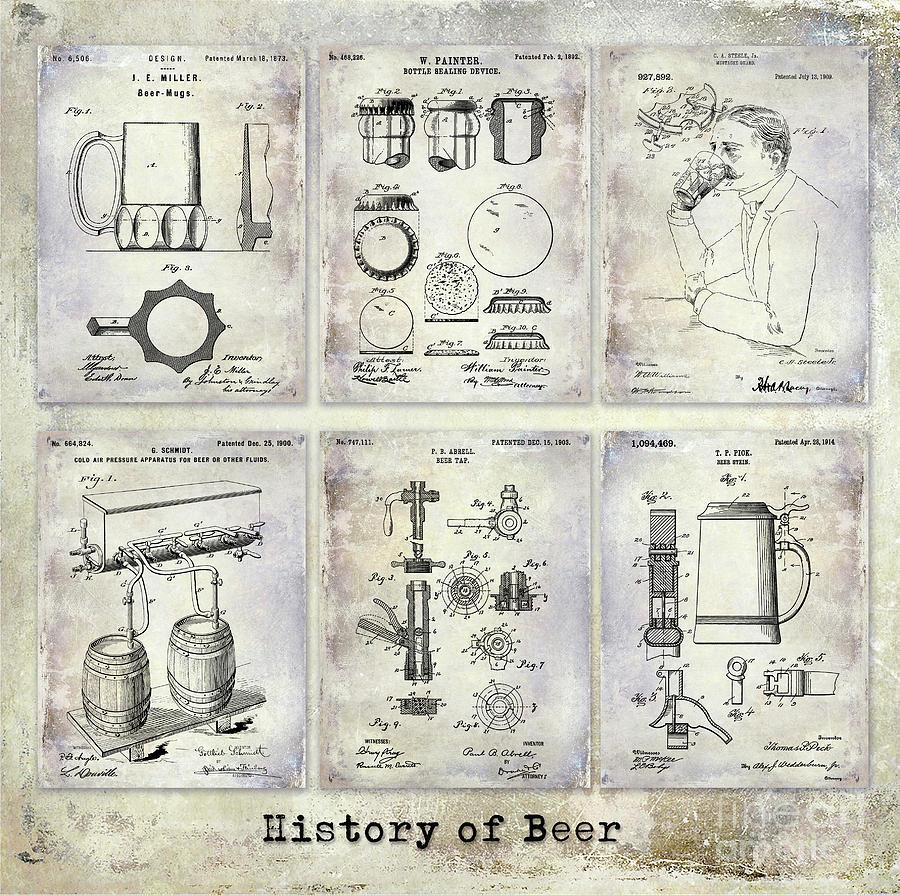 Beer Photograph - History of Beer Patents by Jon Neidert