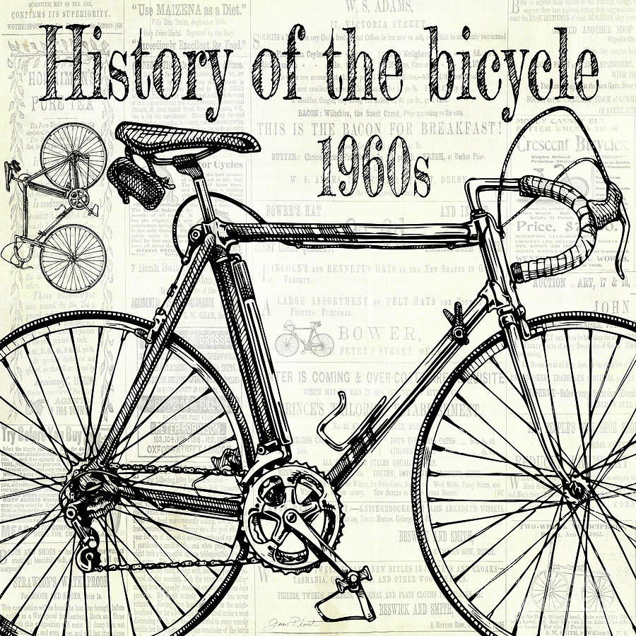 Vintage Digital Art - History Of The Bicycle E by Jean Plout