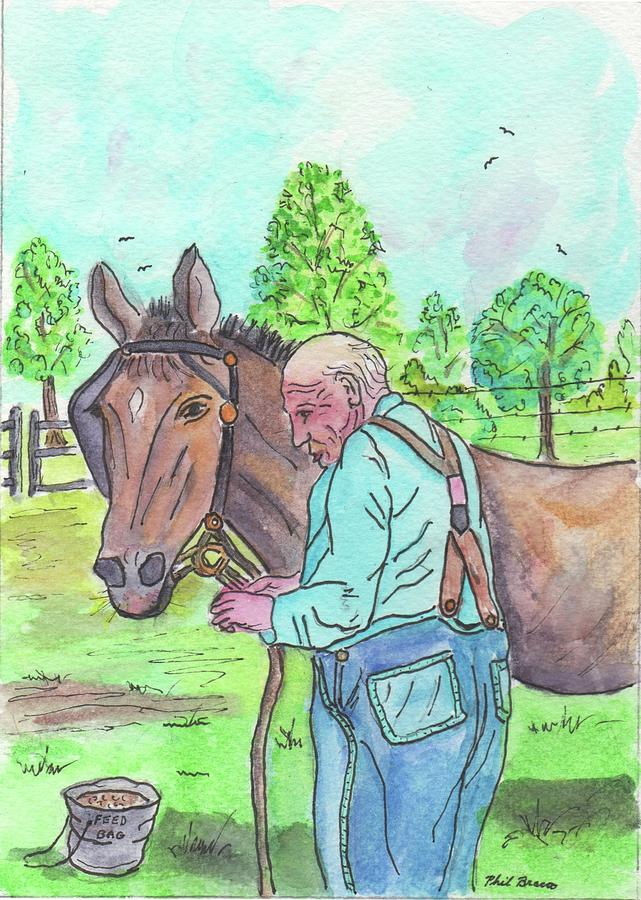 Hitching Up The Mule Painting by Philip And Robbie Bracco
