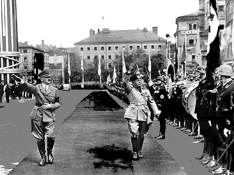 Hitler And Mussolini On A Inspection Tour Circa 1940 Color Added 2016 ...