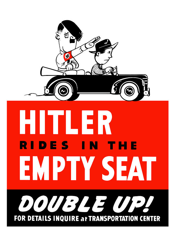 Ww2 Painting - Hitler Rides In The Empty Seat by War Is Hell Store Ww2 Painting - Hitler Rides In The Empty Seat by War Is Hell Store