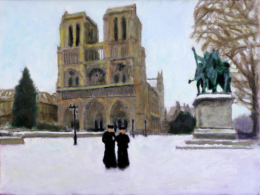 Hiver a Notre Dame Painting by David Zimmerman
