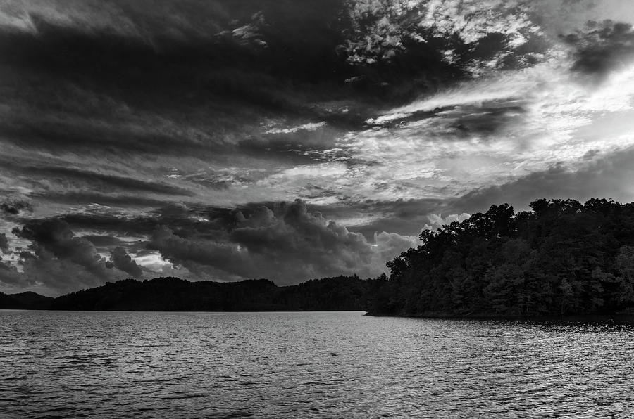 Hiwassee Lake From Hanging Dog Recreation Area In Black and Whit Photograph by Greg and Chrystal Mimbs