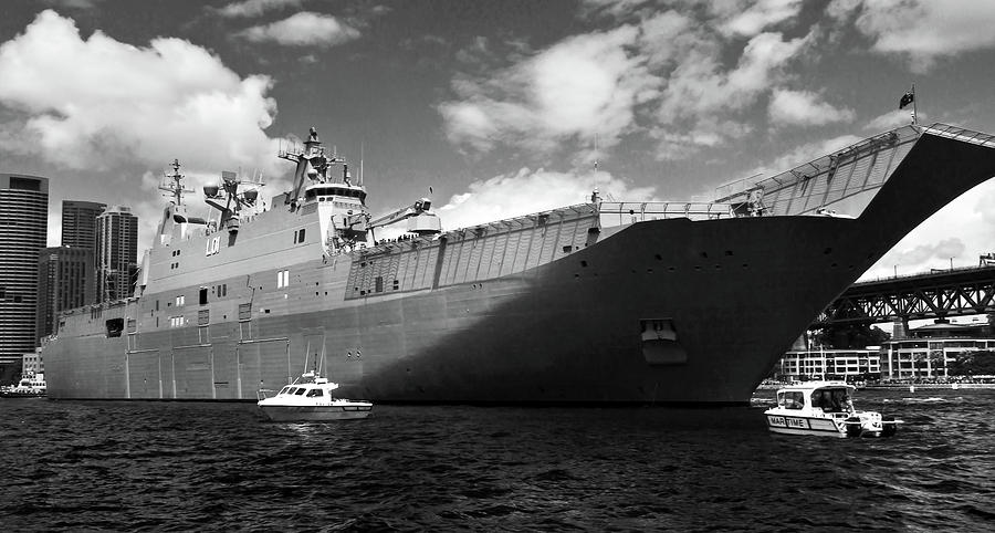 Sydney Photograph - HMAS Adelaide III In Black And White by Miroslava Jurcik