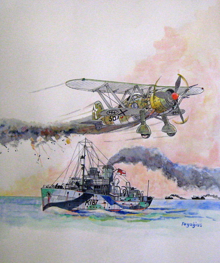 British Painting - HMS Armeria by Ray Agius