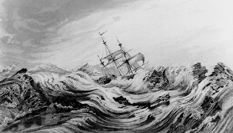 Boat Drawing - HMS Dorothea commanded by David Buchan driven into Arctic ice by English School