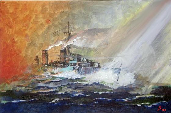 HMS Duncan Painting by Ray Agius