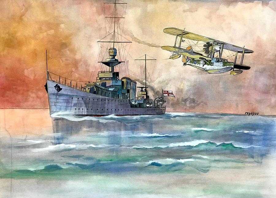 HMS Dunedin Painting by Ray Agius