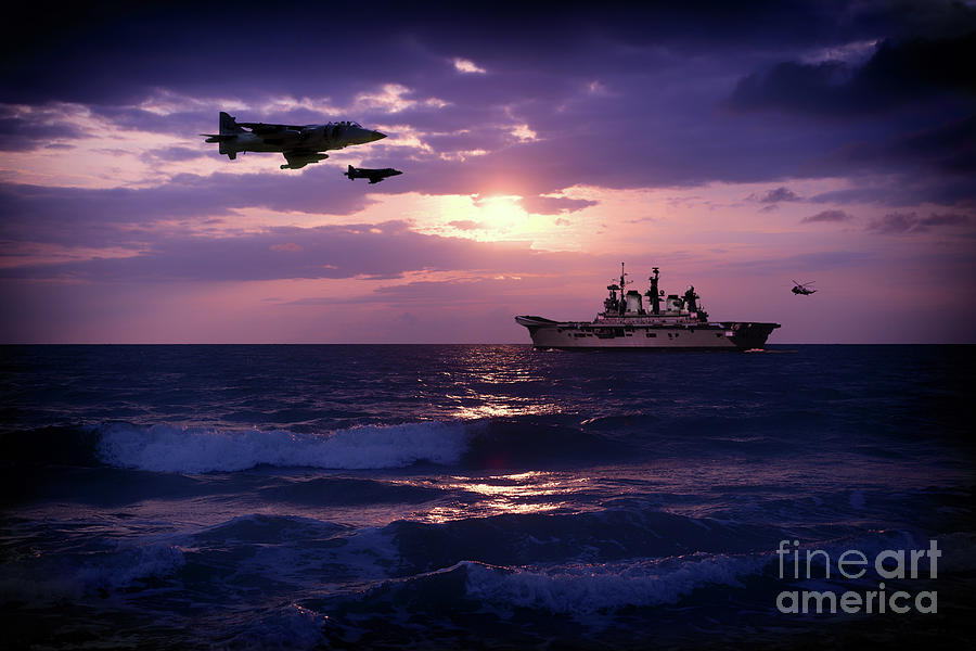 Sunset Digital Art - HMS Illustrious RO6 by Airpower Art