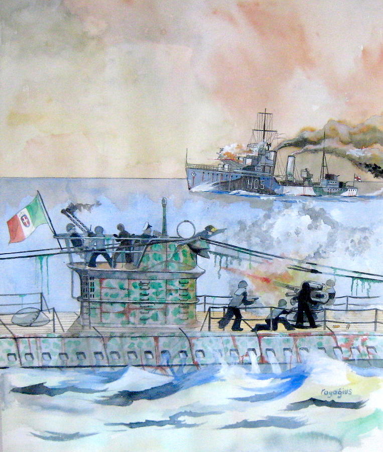 HMS Ithruiel Painting by Ray Agius