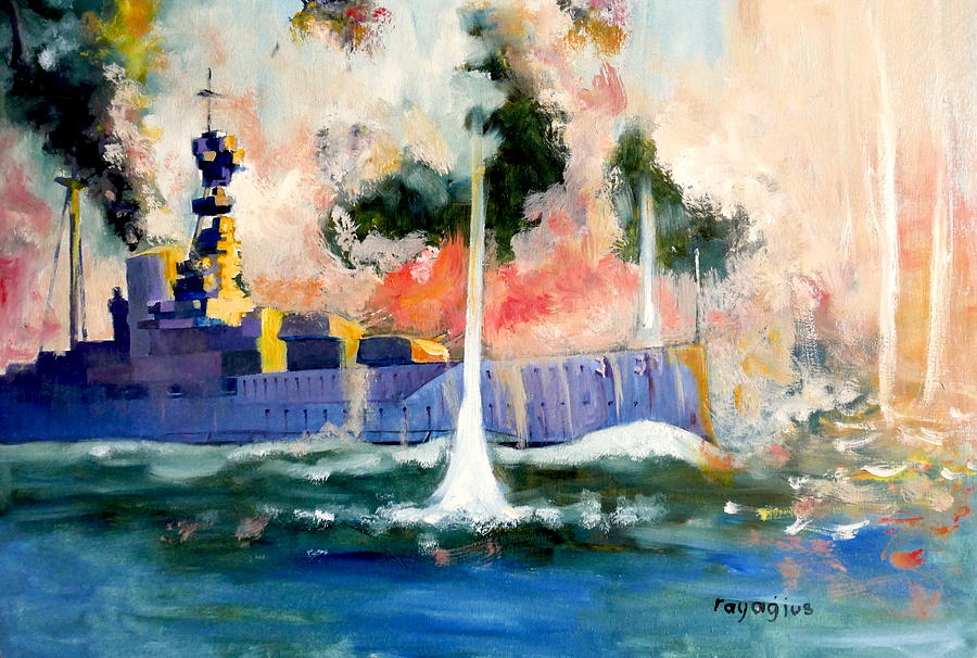 HMS Queen Elizabeth 1915 Painting by Ray Agius