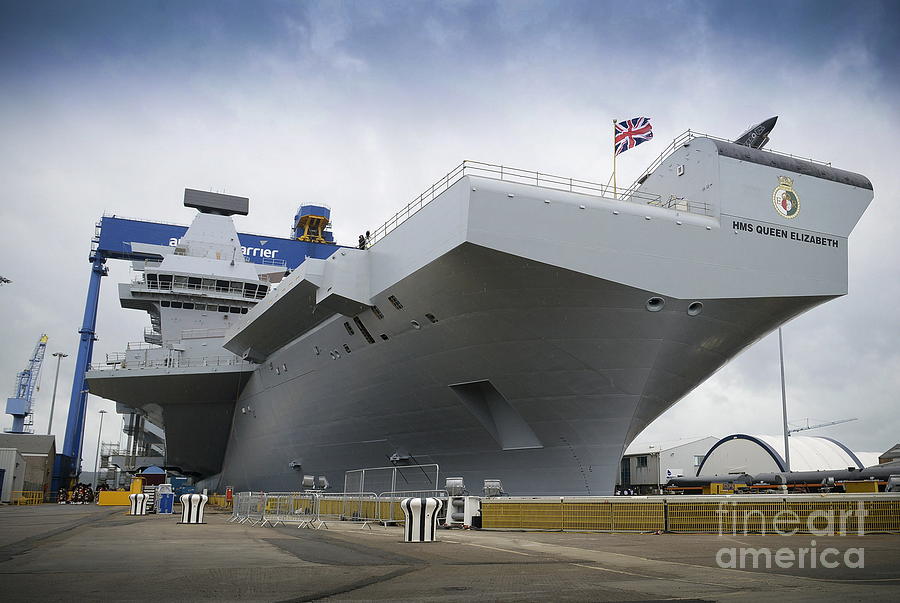 HMS Queen Elizabeth following her naming ceremony conducted at Rosyth Dockyard Photograph by Vintage Collectables