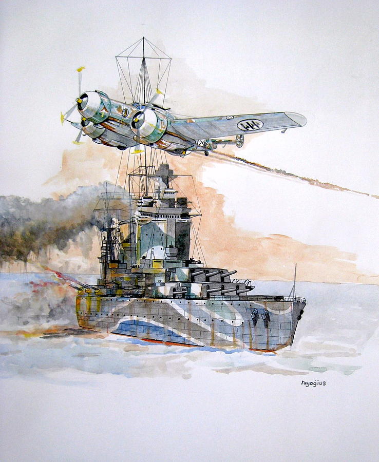 Battleship Painting - HMS Rodney by Ray Agius