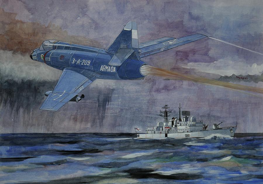 HMS Sheffield Painting by Ray Agius