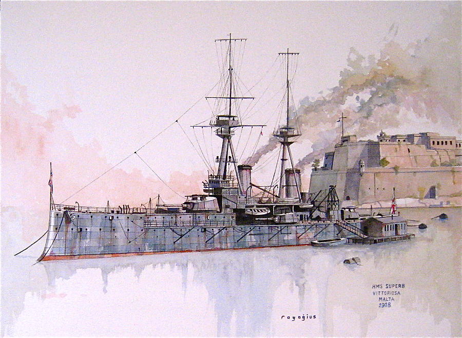 HMS Superb Painting by Ray Agius