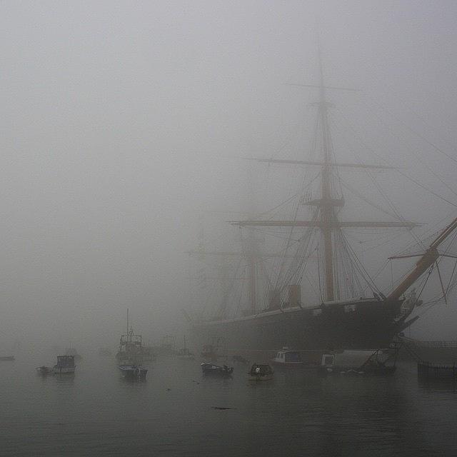 Fog Photograph - Hms Warrior In The #fog 
#portsmouth by James Threadingham