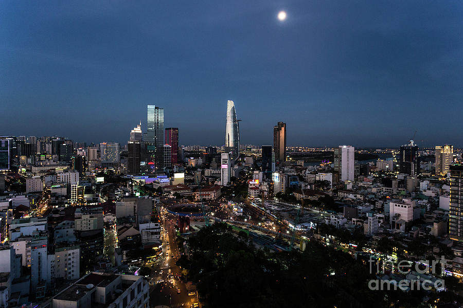 Ho Chi Minh City Cityscape at night Photograph by Didier Marti