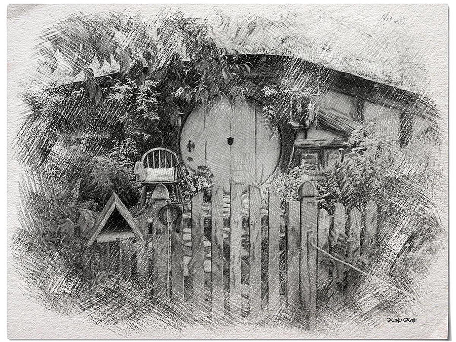 Hobbits Front Gate Illustration Drawing by Kathy Kelly