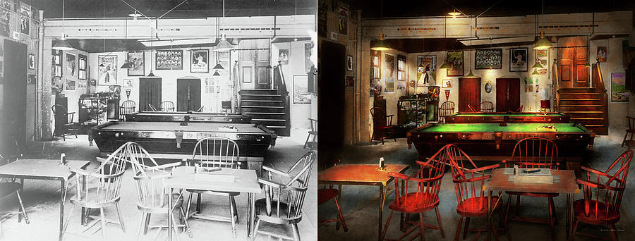 Hobby - Pool - The billiards club 1915 - Side by Side Photograph by Mike Savad
