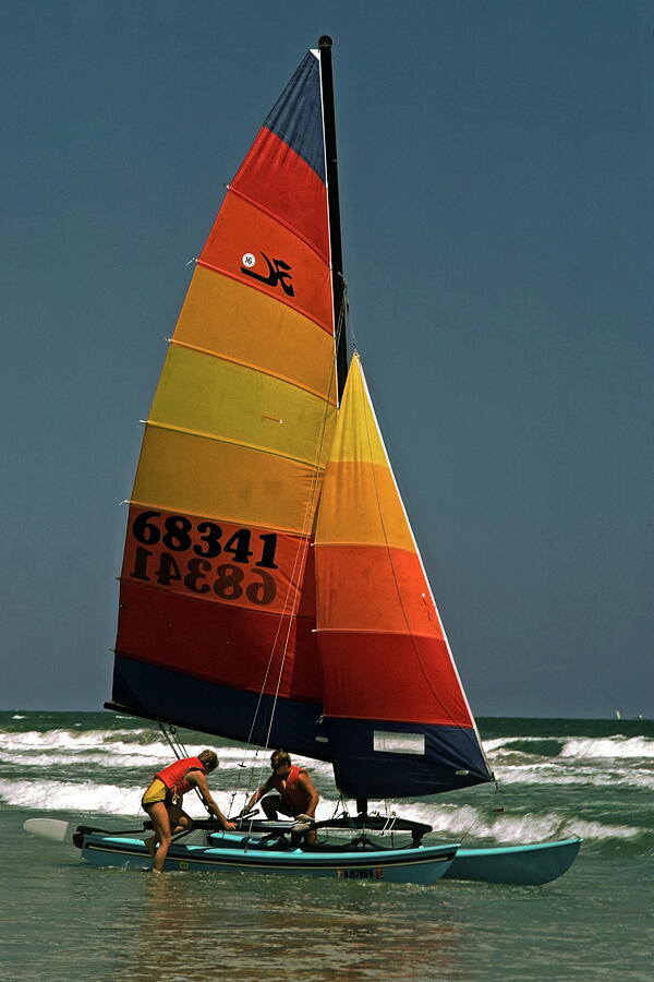 Hobie Cat in Surf Photograph by Sally Weigand