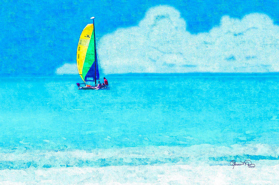 Hobie Sailing Off Lido Beach Coast Photograph by Susan Molnar