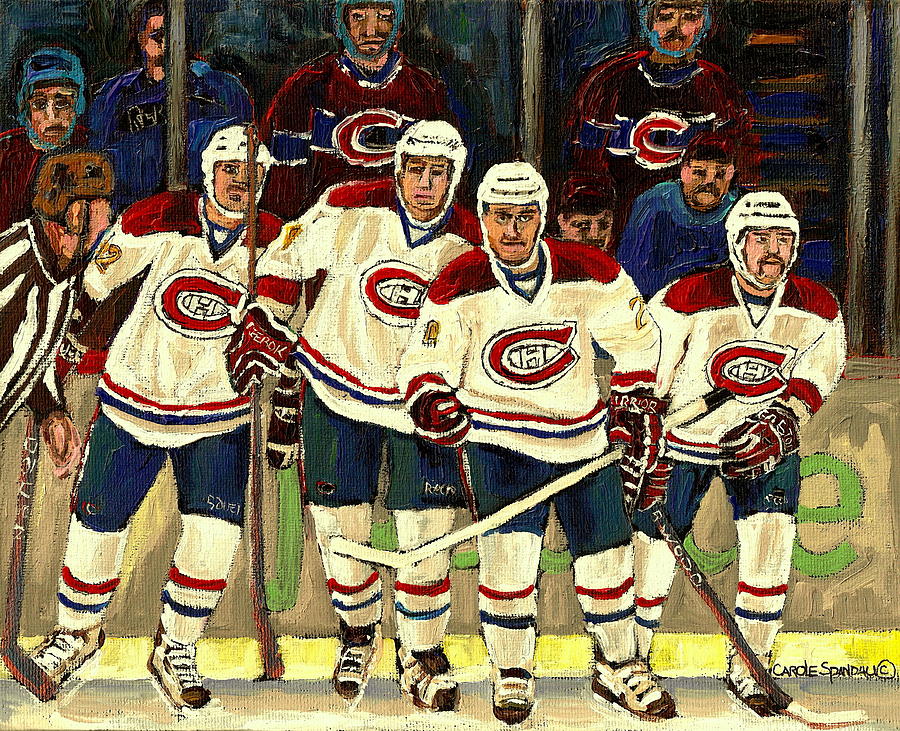 Hockey Painting - Hockey Art The Habs Fab Four by Carole Spandau