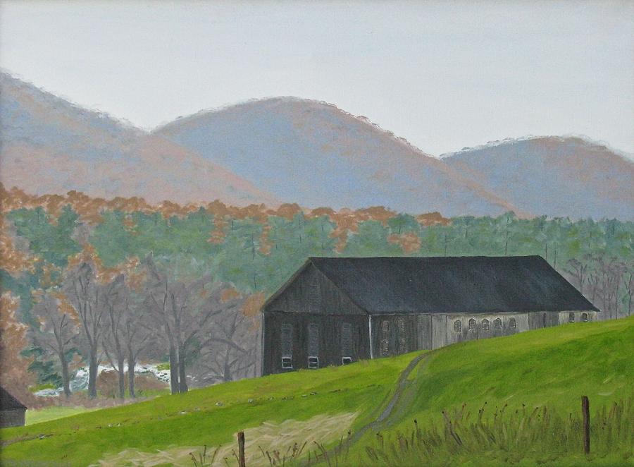 Hodge Barn on a Misty November Day Painting by Barb Pennypacker