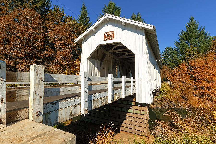 Hoffman Bridge over Crabtree Creek in Fall Photograph by David Gn