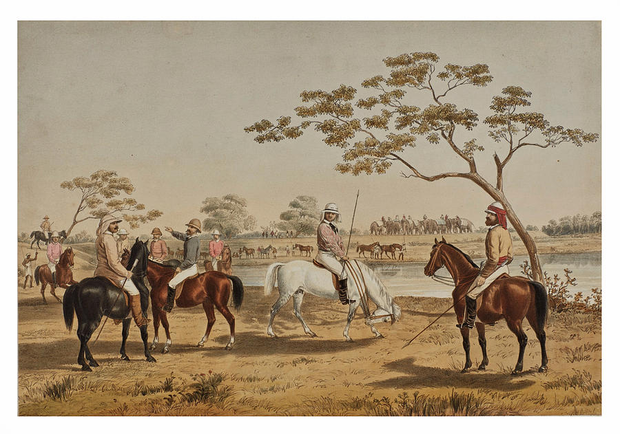 Hog Hunting in Lower Bengal 2 Drawing by Percy Carpenter